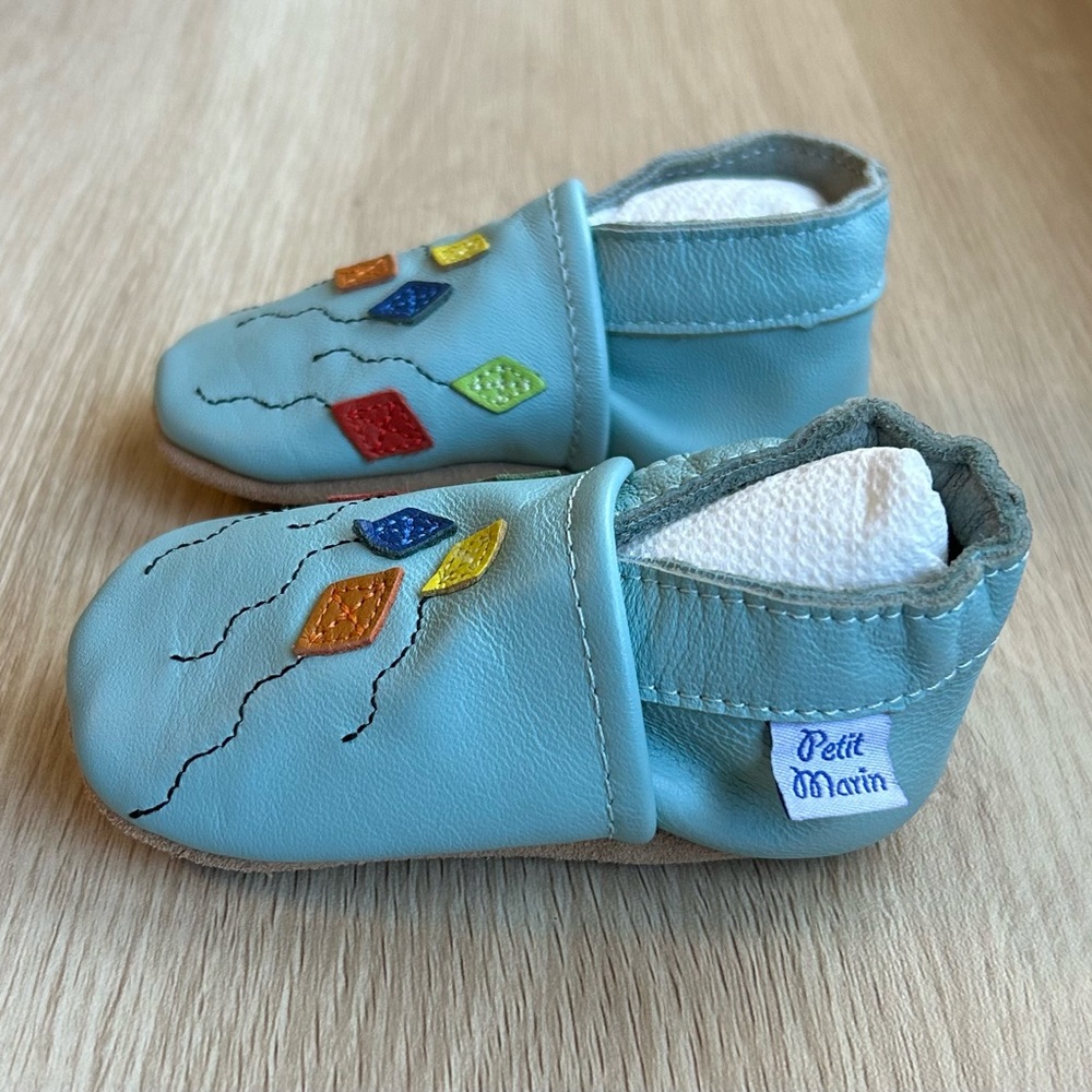 Blue Kids Shoes with Colorful Kite Design